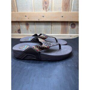 Skechers Tone-Ups Womens Beaded Brown Thong Sandals Size 8